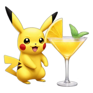 Pikachu holding cocktail sticker