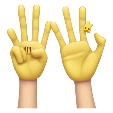 Yellow hand with index and ring finger together tumb finger, middle, pinky finger are closed sticker