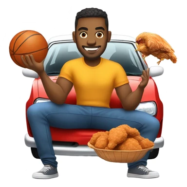 man holding basketball and fried chicken in a hellcat sticker