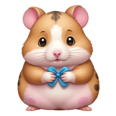 Cute chubby cartoon-style hamster with blushing pink spots, shy expression, as if looking at crush. Painterly shading, white background, sticker-style illustration sticker