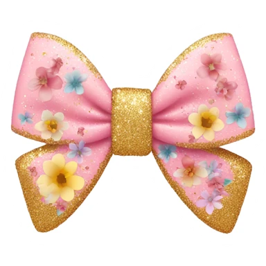 bow with glitter and flowers sticker