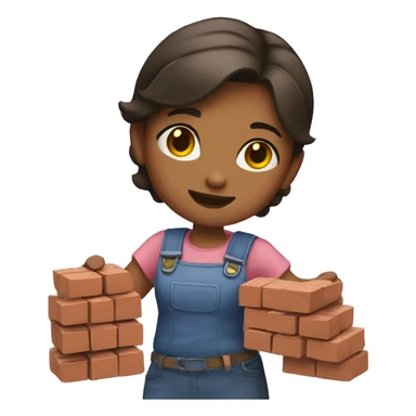 A girl is carrying bricks. sticker