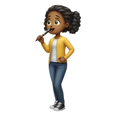 girl eating pens sticker