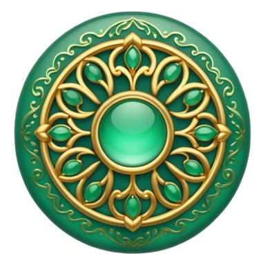 Jade and gold filigree style rounded icon button sticker