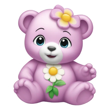 Baby Care Bear with flower on his belly  sticker