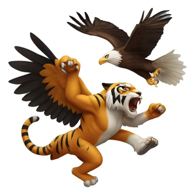 Tiger fighting eagle sticker