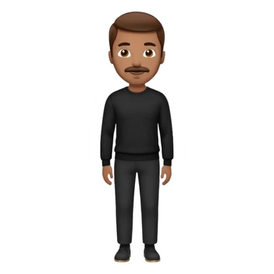 man with mustache, brown hair, 33years old, shirt, high temple Black pullover with a white shirt underneath and black fabric trousers 👕🖤👖 sticker