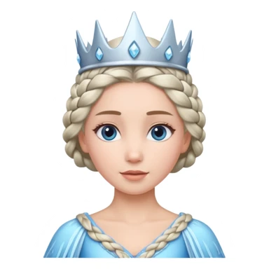 braided hair ice princess with crown sticker