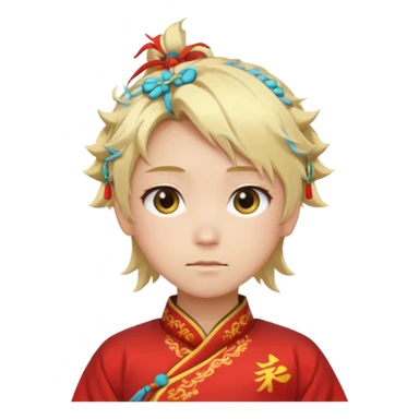 Cartoon anime blond mwssy hair and eyes from china sticker