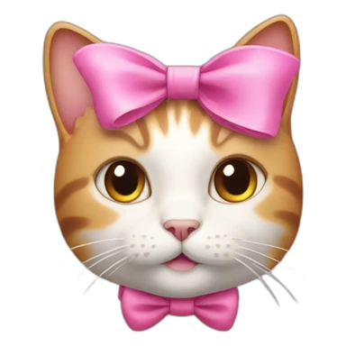 Cat with a pink bow in its ear sticker