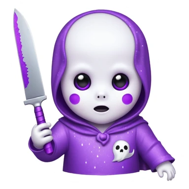 baby ghost face with glitter and a purple knife sticker