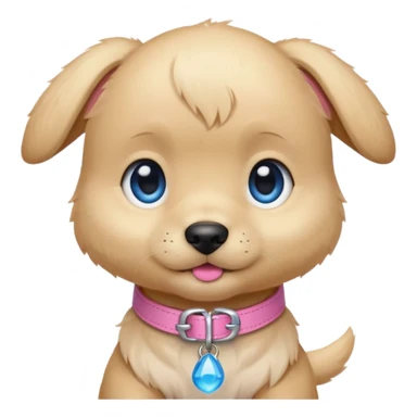 Blonde puppy with blue eyes pink collar sticker