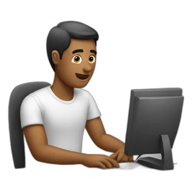 man typing in the computer  sticker