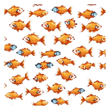 Pixelated goldfish with nerdy glasses making funny face sticker
