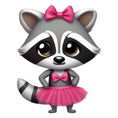 raccoon with a bow and in tutu sticker