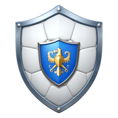 Soccer ball with blue knight shield behind it sticker