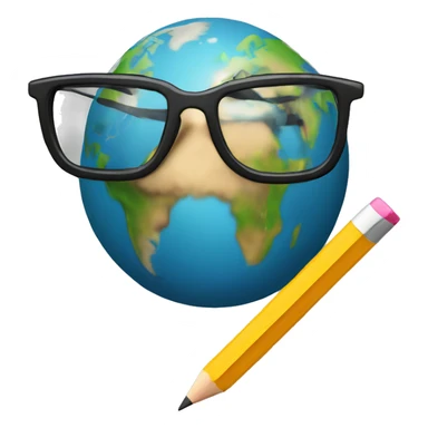 earth with pencil and glasses sticker