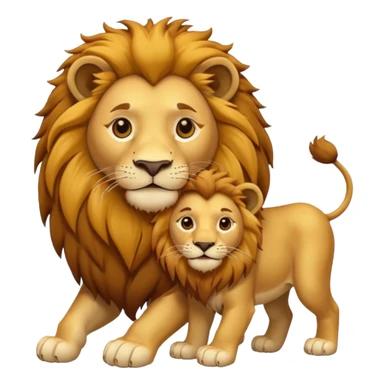 A lion with his cub. sticker