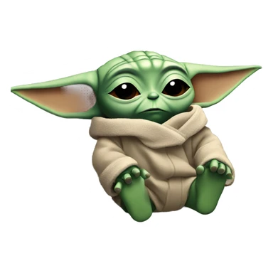 baby yoda is lying in bed with his eyes closed. Around him are flying letters ZZZZ sticker