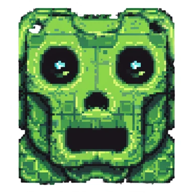 ultra-blocky minimal pixel art Minecraft creeper face with few large square pixels sticker