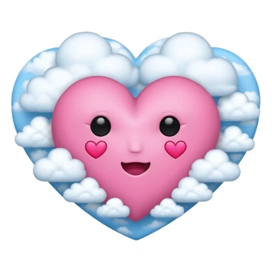 pink heart with clouds no face sticker