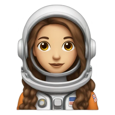 astronaut girl with long brown hair sticker