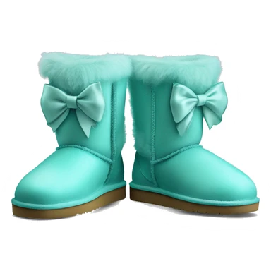 Realistic pair of tiffany blue fur Ugg boots  with ribbon bows. sticker