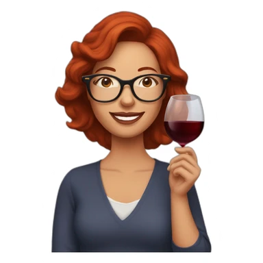 auburn hair mom with glasses drinking wine sticker