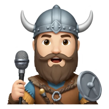 viking singing with micro, half body sticker