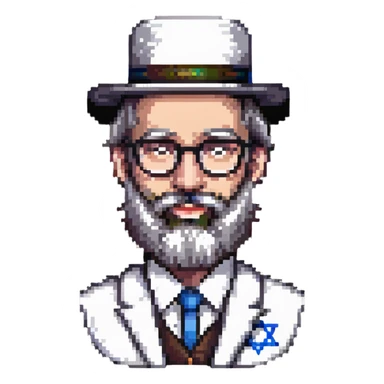 Jewish rabbi with beard, hat, and glasses sticker