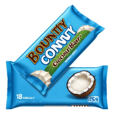 "Draw a Bounty bar in its blue wrapper with white coconut logo." sticker