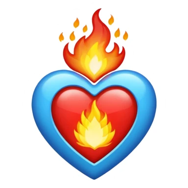 Hazme el corazón rojo con fuego azul sticker