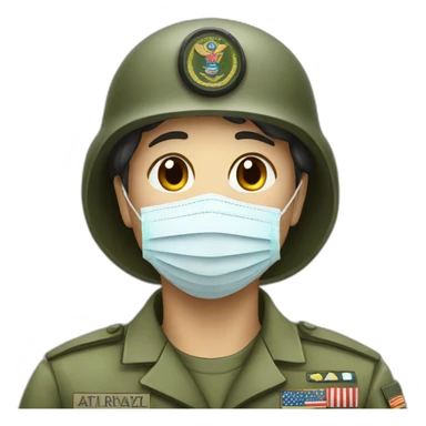 a military Head Portraits in a Medical masks sticker
