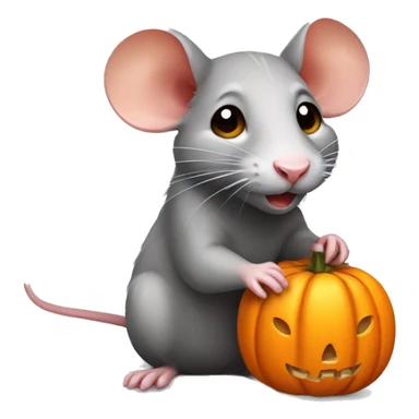 Cute rat with pumpkin sticker