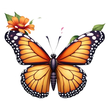 Cinematic Realistic Comical monarch Butterfly Portrait Emoji, Head tilted dramatically with an exaggeratedly amused expression, featuring striking, vividly detailed ruby wings with bold, playful patterns and wide, expressive eyes brimming with humorous disbelief, rendered with lifelike texture and vibrant natural hues, high shine, dramatic yet playful, styled with an air of cheeky garden mischief, soft glowing outline, capturing the essence of a spirited and over‐the‐top red butterfly that looks ready to flutter its way into viral fame! sticker