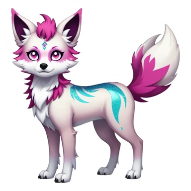 Vibrant edgy gothic Falvie-Fionbri-creature-sparkle-canine-fursona, full body, with random markings sticker