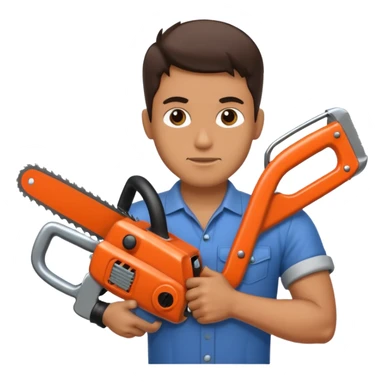 A guy with a chainsaw sticker