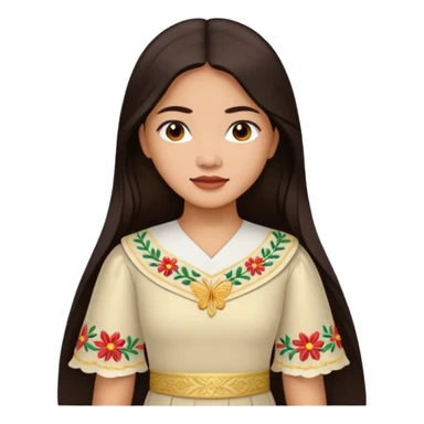 Filipino woman with long dark hair parted in the middle wearing a traditional filipiniana sticker