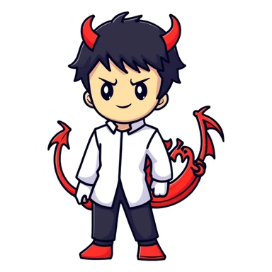 Cool anime devil boy with black hair sticker