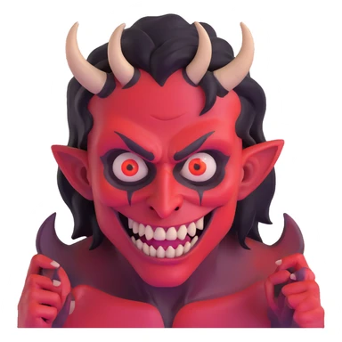 Demonic artist with wild eyes and a sinister smile painting hellscapes sticker