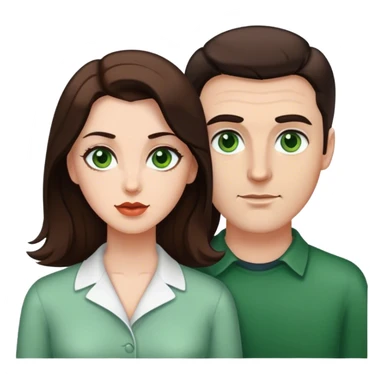 couple White man brown eyes and 50's short dark BROWN hair and white woman with long brown hair and green eyes sticker