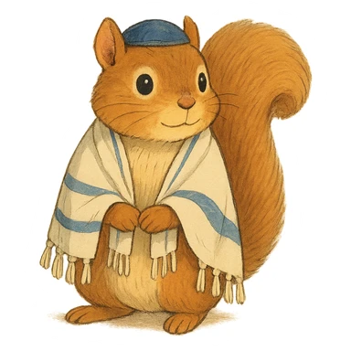 squirrel wearing a yarmulke and tallit sticker