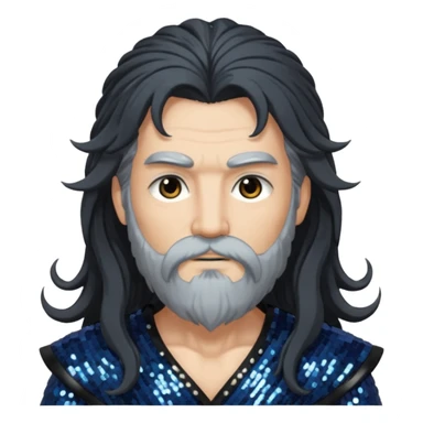 Boreas, God of North Wind from Gods and Goddesses with long black shaggy hair, dark gray sequin outfit sticker