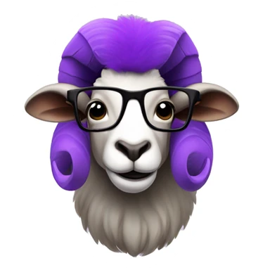 Ram with purple fur and black rimmed glasses sticker
