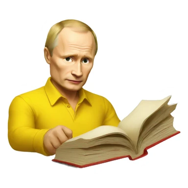yellow putin read book sticker