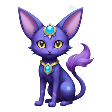 Magical Lunar Celestial Moon-powered Espeon-Umbreon-Purrloin-Delcatty-cat-fusion (full body) sticker