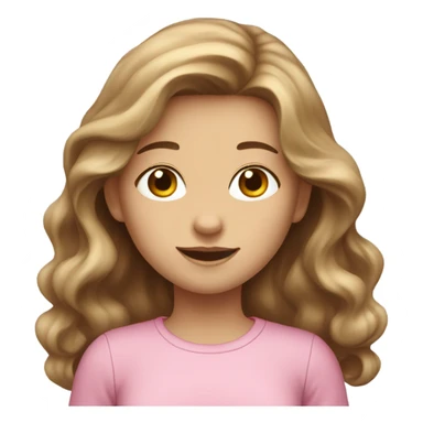 Brown long wavy hair pretty white skin pink shirt girl  sticker