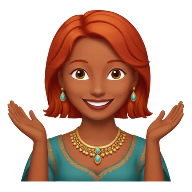 Red head woman praising Indian woman sticker