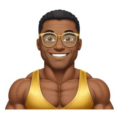 black bodybuilder with gold glasses happy sticker