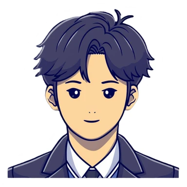 Handsome K-pop male idol face with stylish hair sticker